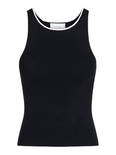 Toppar - Silvana contrast knit top – Black